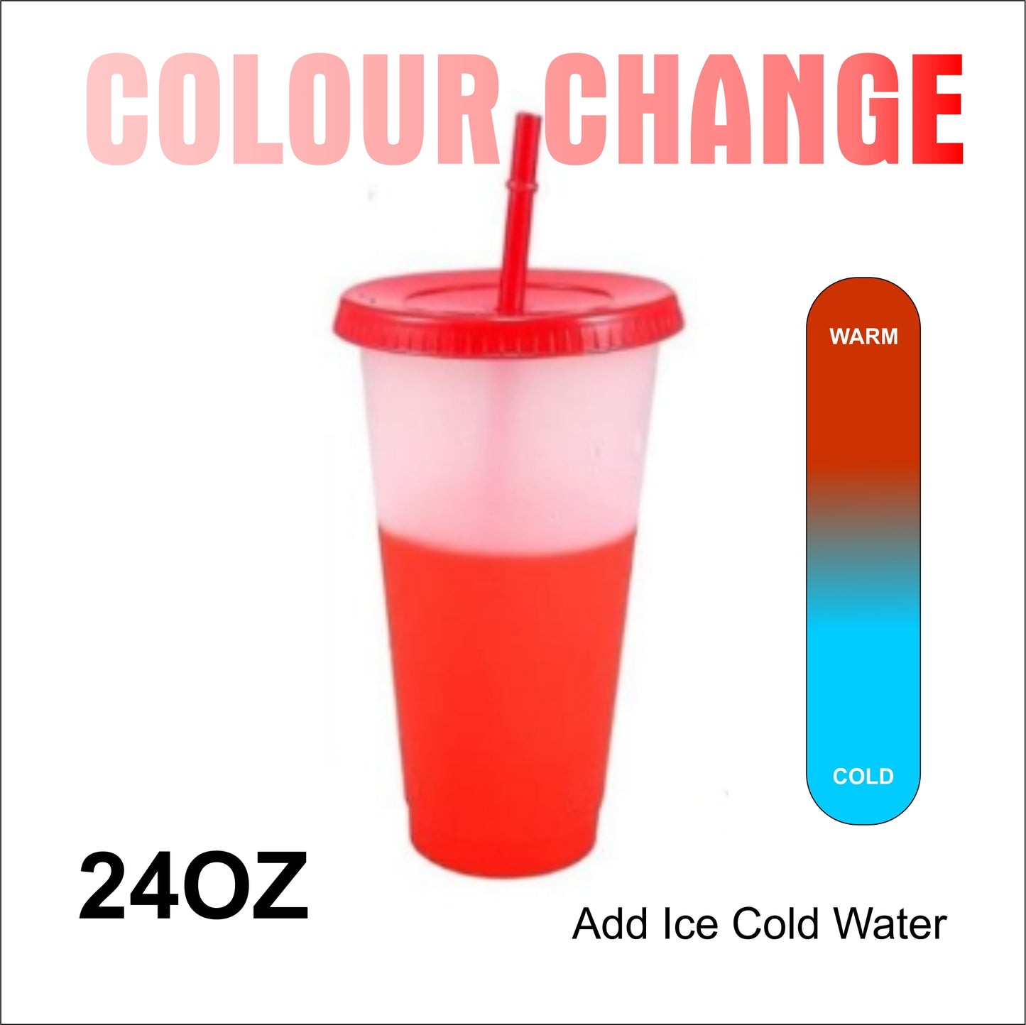 24oz Colour Change Red Cold Cup image 0