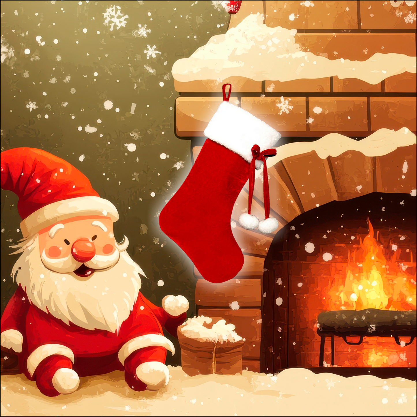 Red Xmas pom pom Stocking